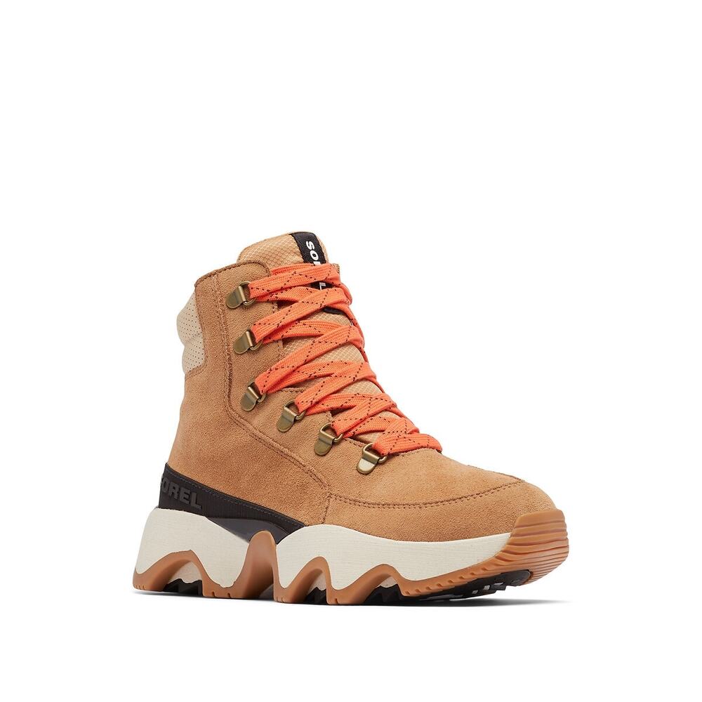 Sorel Brown and Orange Lace-Up Boots